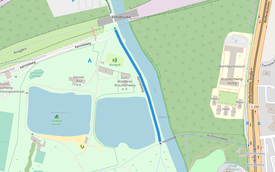 Kennelweg walking route map in Braunschweig