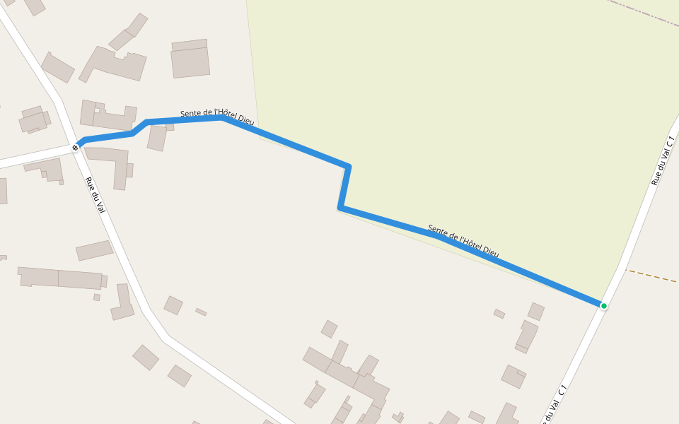 Sente de l'Hôtel Dieu walking route map in Chauffry