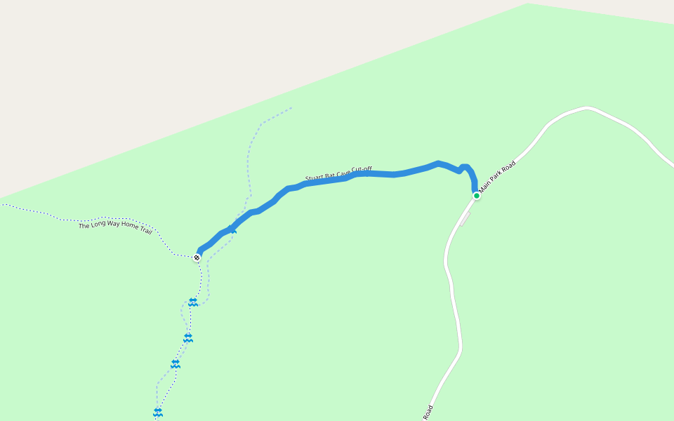 Stuart Bat Cave Cut-off walking route map in Rocksprings