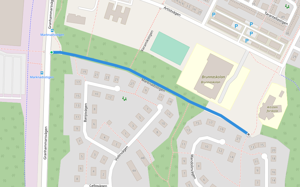 Marknadsstigen walking route map in Kungsängen