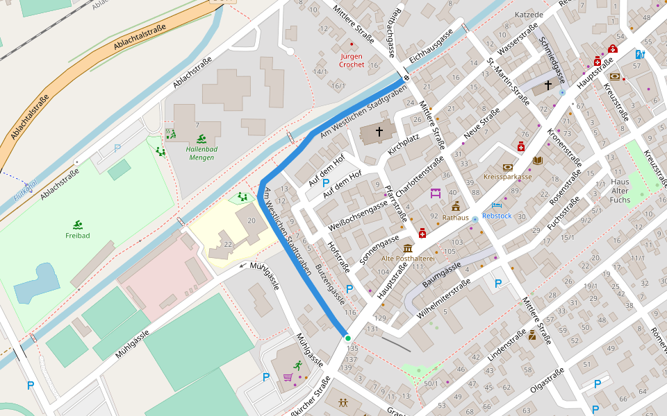 Am Westlichen Stadtgraben walking route map in Mengen