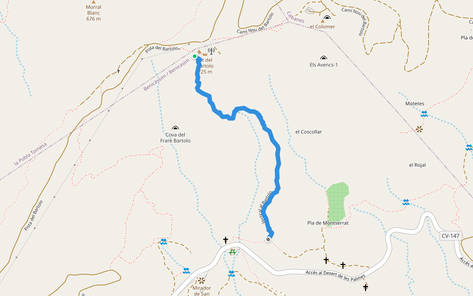 Vertical al Bartolo walking route map in Benicàssim