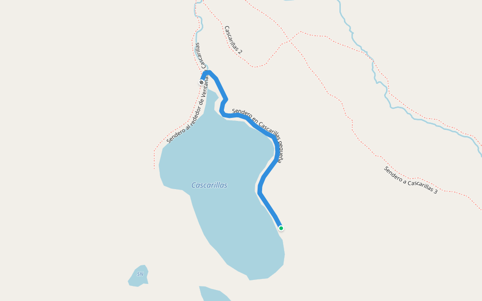 Sendero en Cascarillas pequeña walking route map in Hacienda Cancan