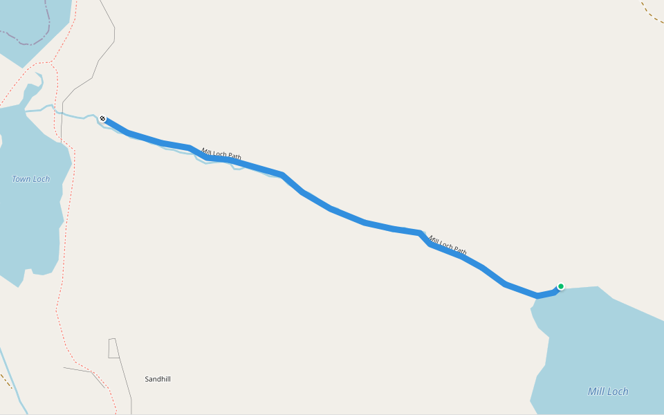 Mill Loch Path walking route map in Brae