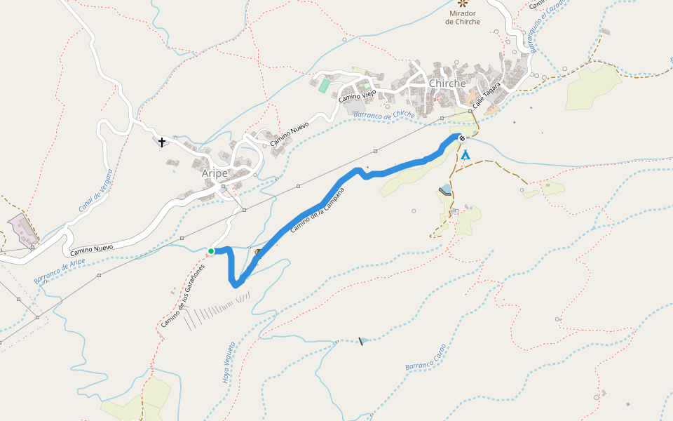 Camino de la Campana walking route map in Aripe