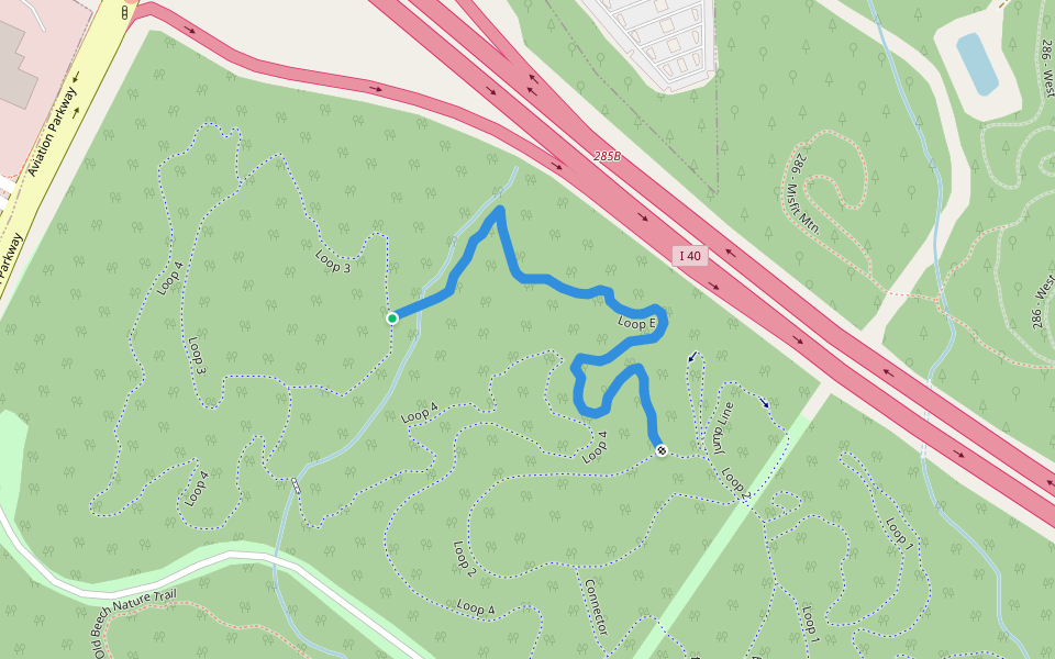 Loop E walking route map in Morrisville