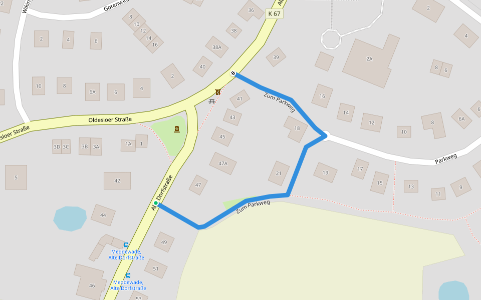 Zum Parkweg walking route map in Meddewade