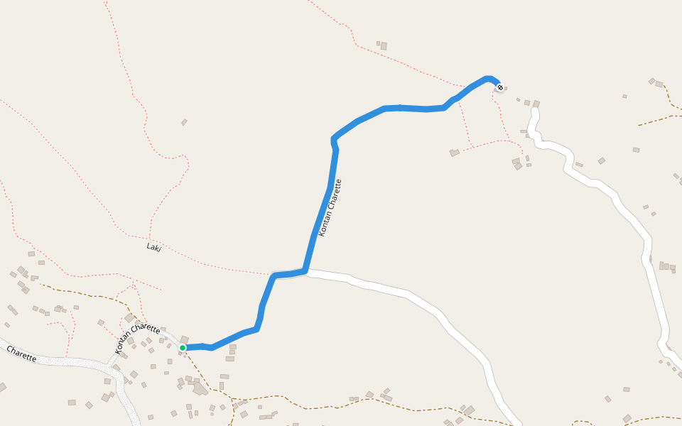 Kontan Charette walking route map in Pont Chariot
