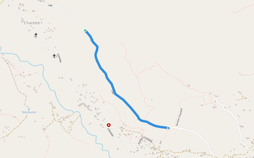 Laki walking route map in Saint-Marc