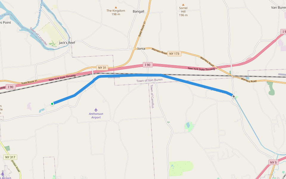 Towpath Road walking route map in Jordan