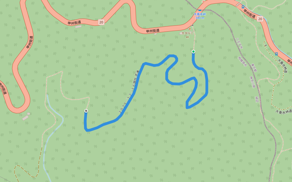 2021/12/16現在 不通 walking route map in Sagamihara