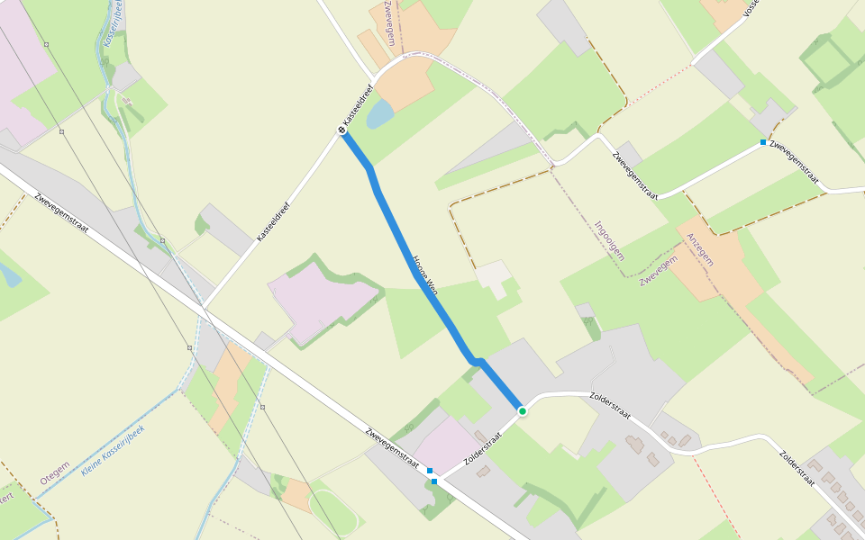 Hooge Weg walking route map in Zwevegem