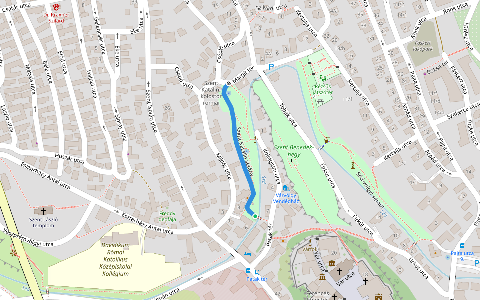 Szent Katalin sétány walking route map in Veszprém