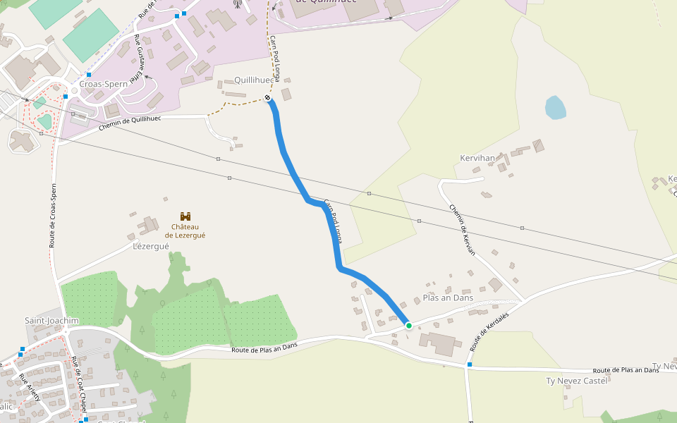 Carn Pod Longa walking route map in Ergué-Gabéric
