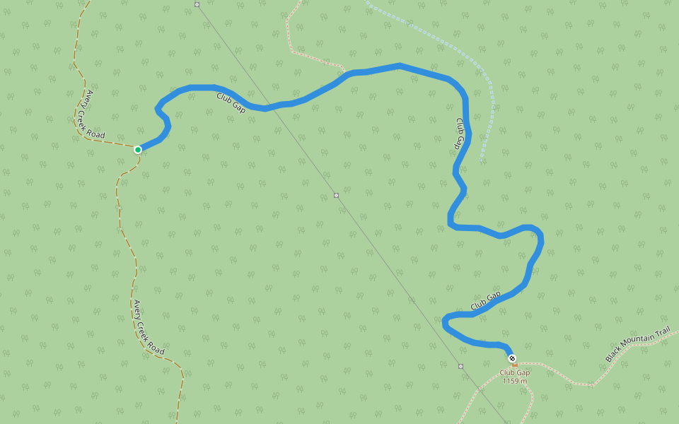 Club Gap walking route map in Pisgah Forest