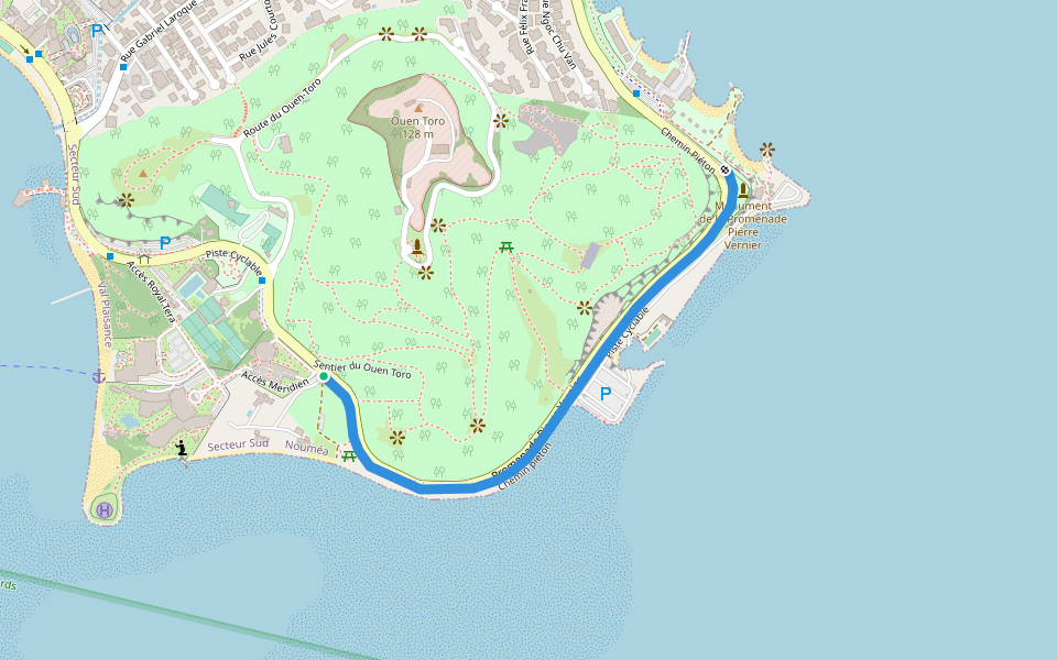 Chemin piéton walking route map in Dumbéa