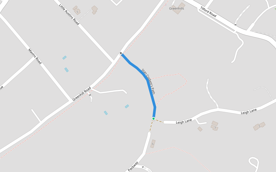 Stan Cockett's Path walking route map in Farnham