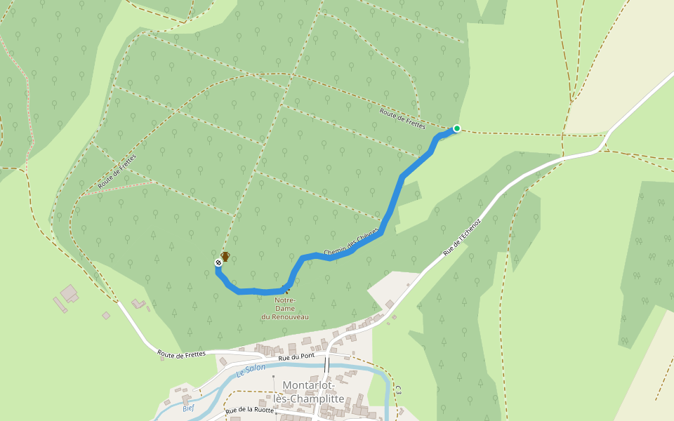 Chemin des Chèvres walking route map in Champlitte