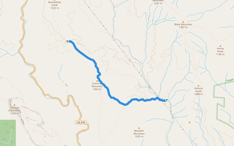 Bennet Gap walking route map in Pisgah Forest