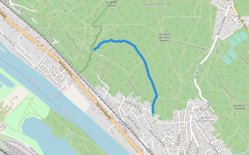 Grande Sente des Beauregards walking route map in Triel-sur-Seine