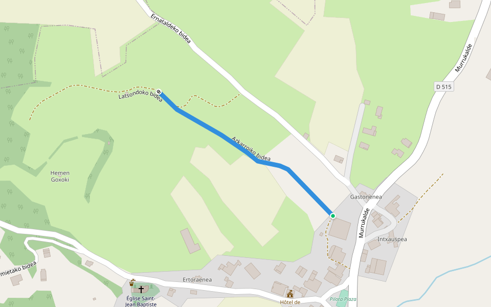 Azkarroiko bidea walking route map in Anhaux