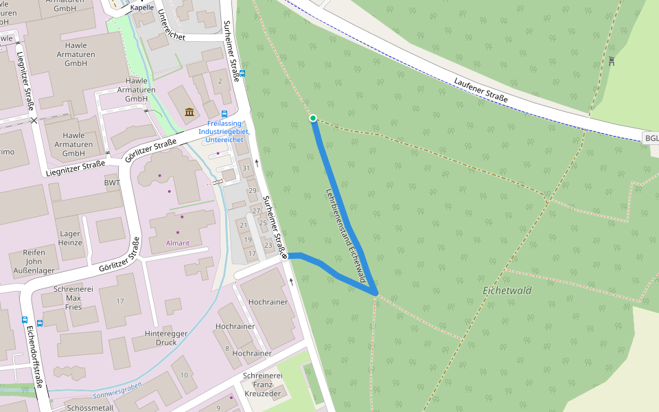 Lehrbienenstand Eichetwald walking route map in Freilassing