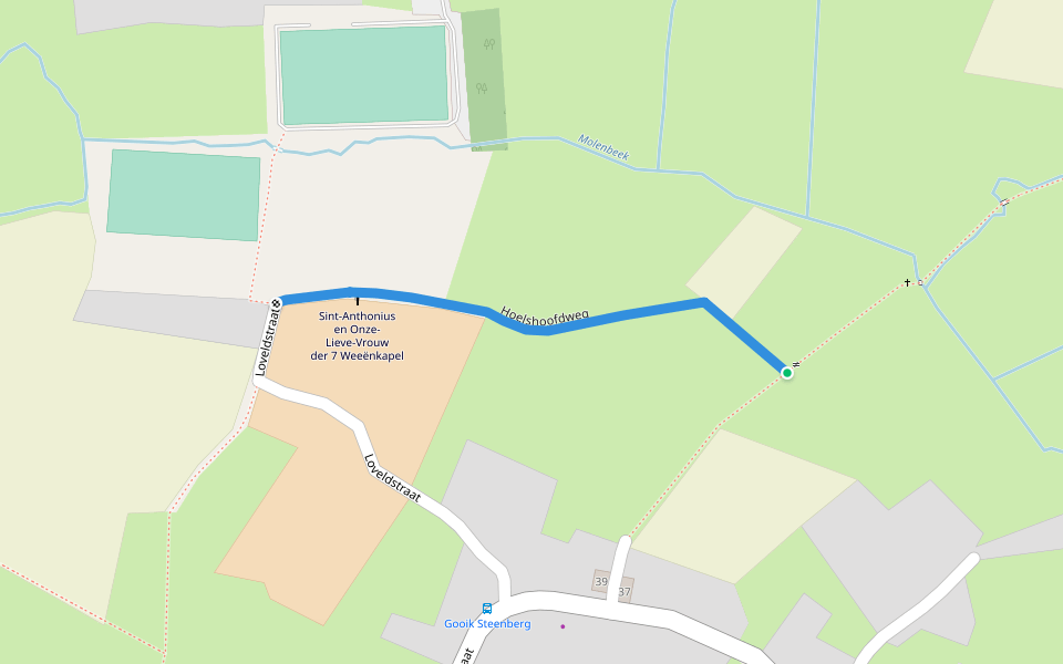 Hoelshoofdweg walking route map in Gooik