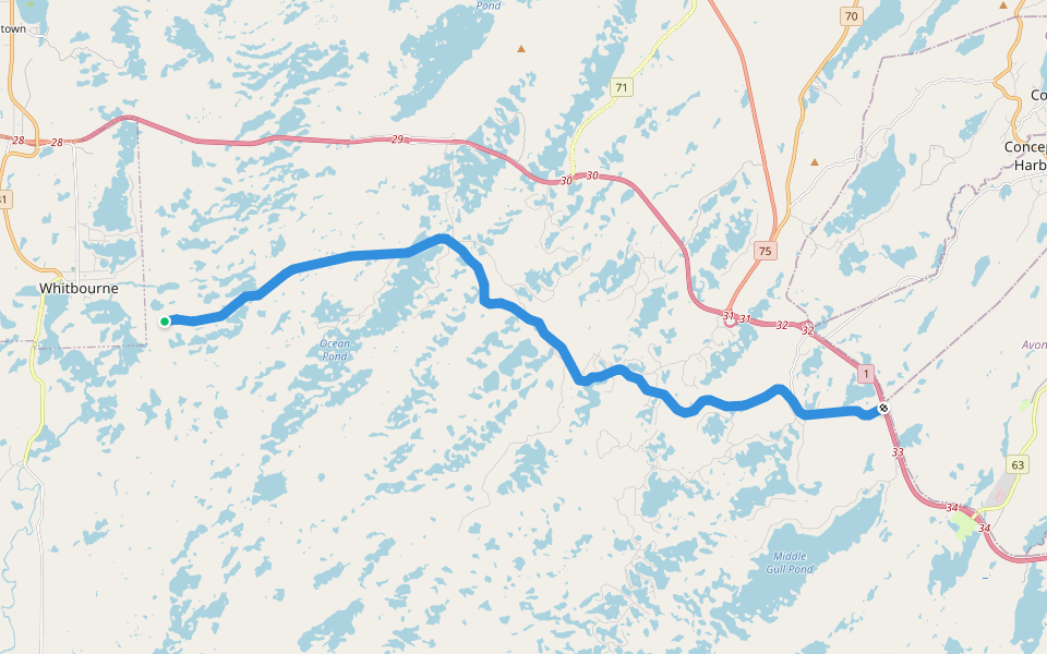 T’Railway Provincial Park walking route map in Brigus Junction