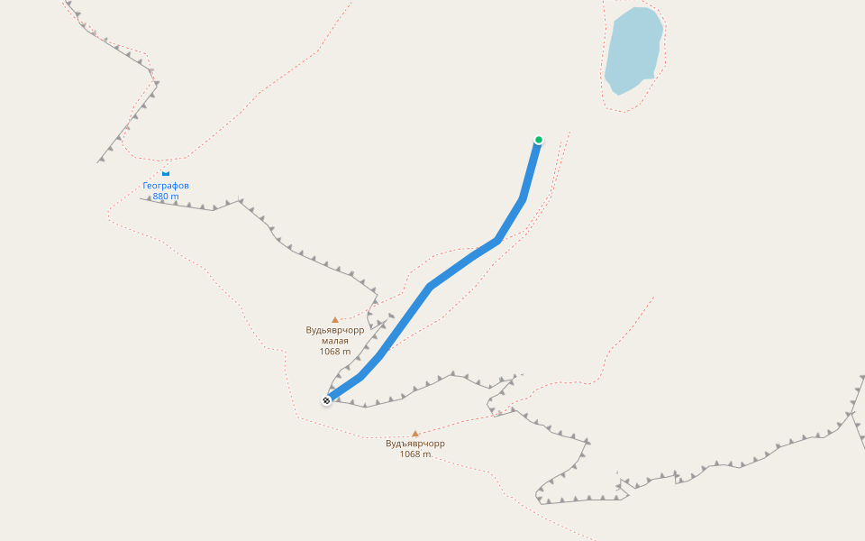 Альп. маршрут "Лавинный кулуар" 2А к.с. walking route map in Kirovsk