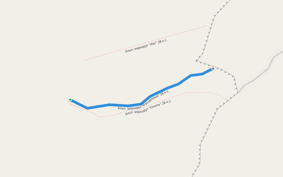 Альп. маршрут "Расщелина" 2Б к.с. walking route map in Kirovsk