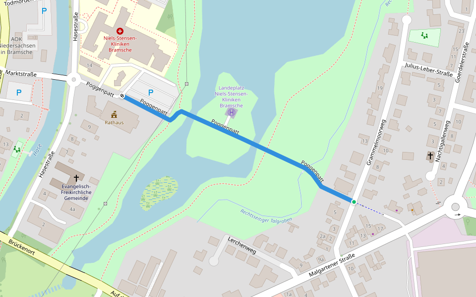 Poggenpatt walking route map in Bramsche