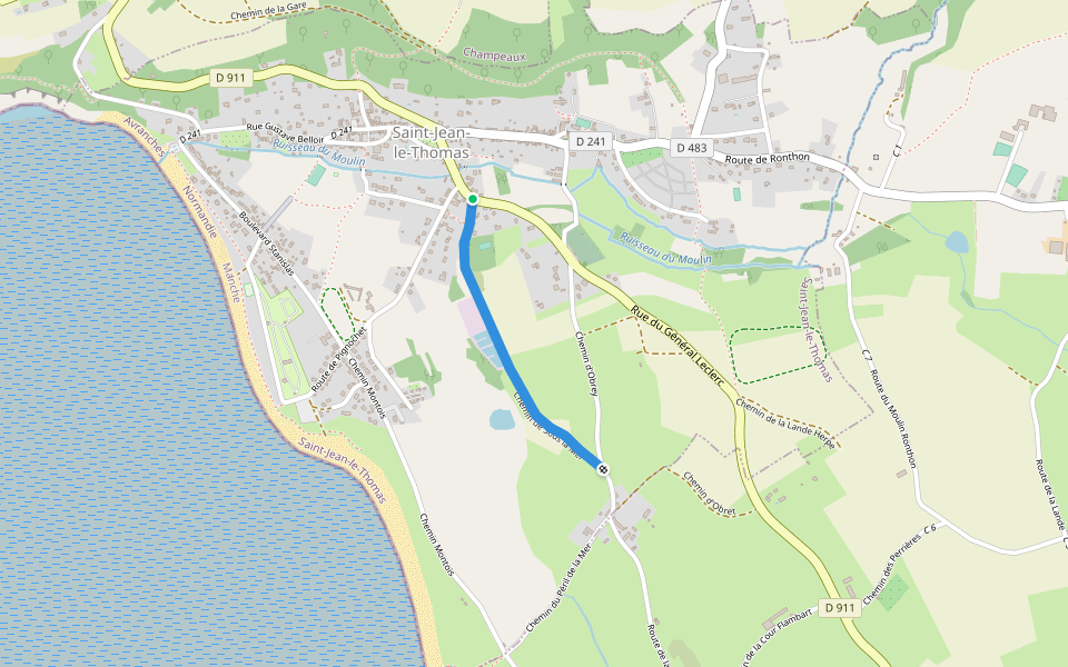 Chemin de Sous la Mer walking route map in Saint-Jean-le-Thomas