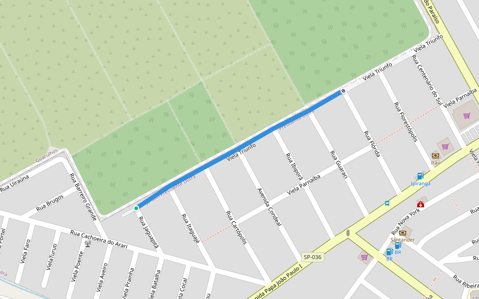 Viela Triunfo walking route map in Guarulhos