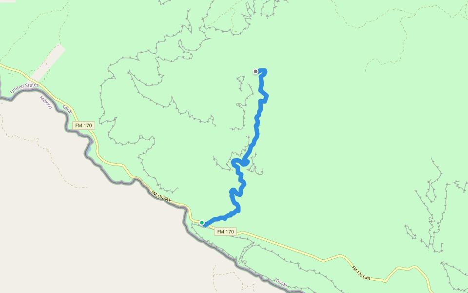 Rancherias Canyon Trail walking route map in Redford