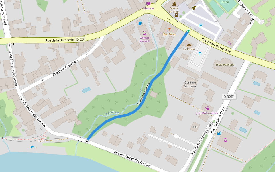Sentier du Jardry walking route map in Le Fleix