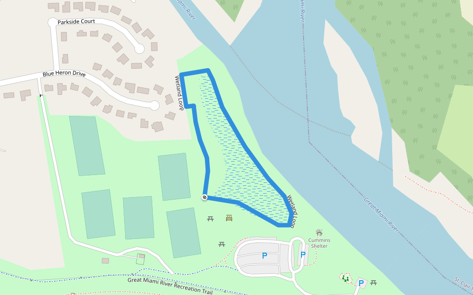 Wetland Loop walking route map in Hamilton