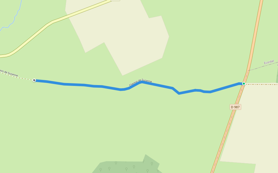 Chemin de Suzanne walking route map in Écordal
