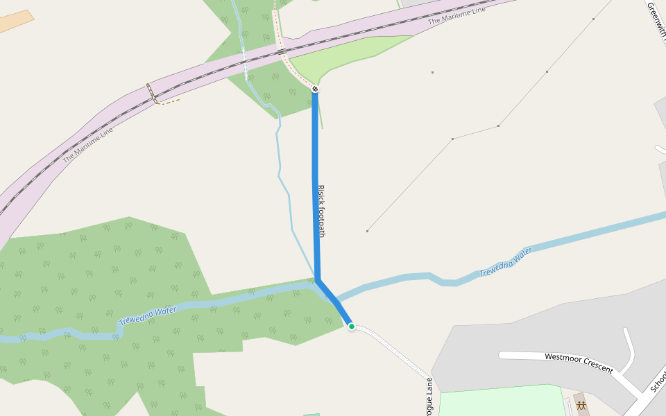 Risick footpath walking route map in Perranwell Station