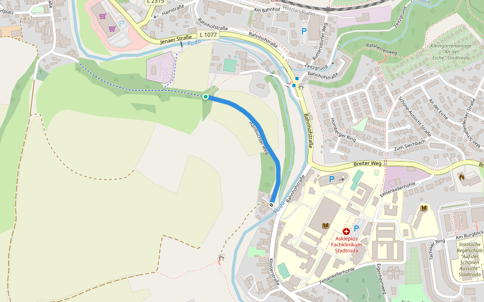 Hainbüchter Weg walking route map in Stadtroda