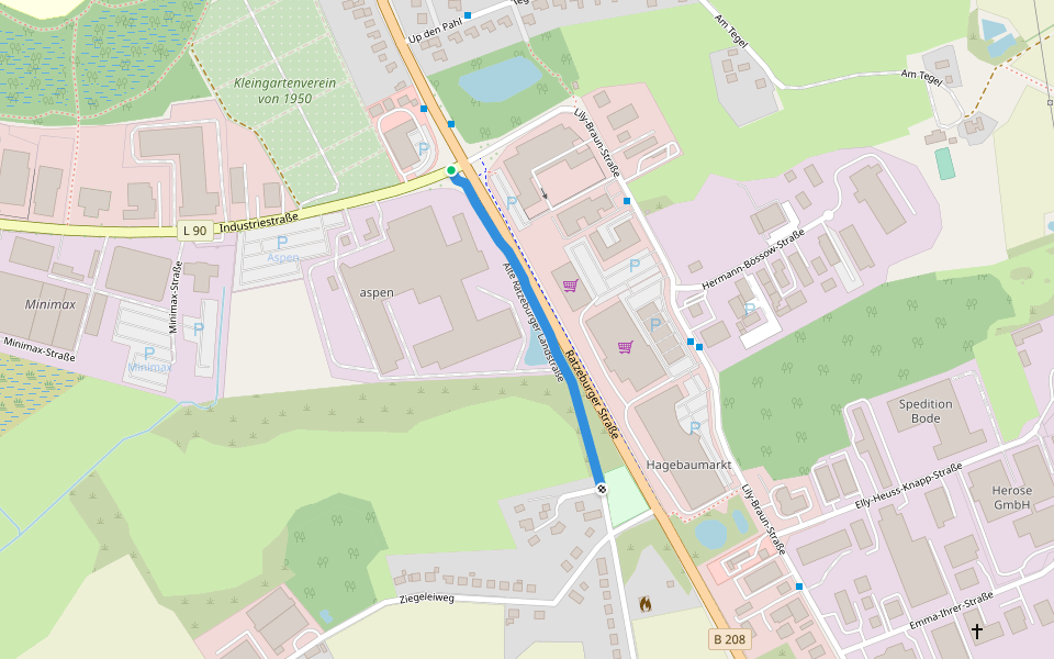 Alte Ratzeburger Landstraße walking route map in Bad Oldesloe