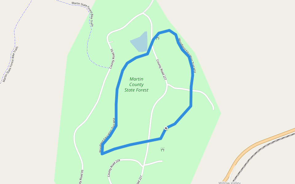 Woodland Education Trail MSF walking route map in Mitchell