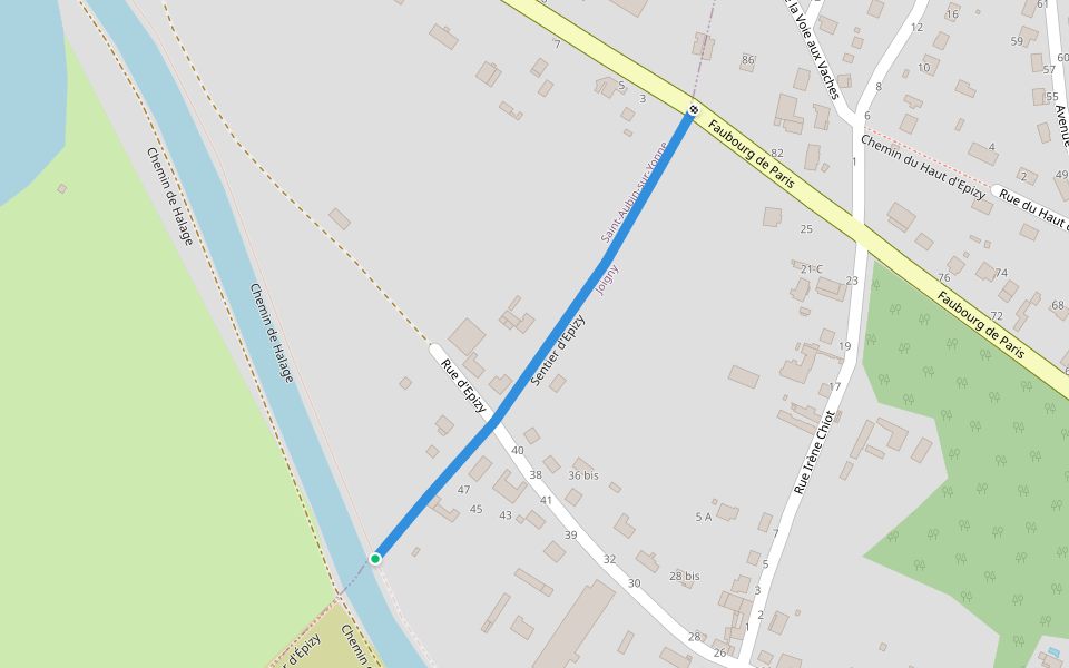 Sentier d'Epizy walking route map in Joigny