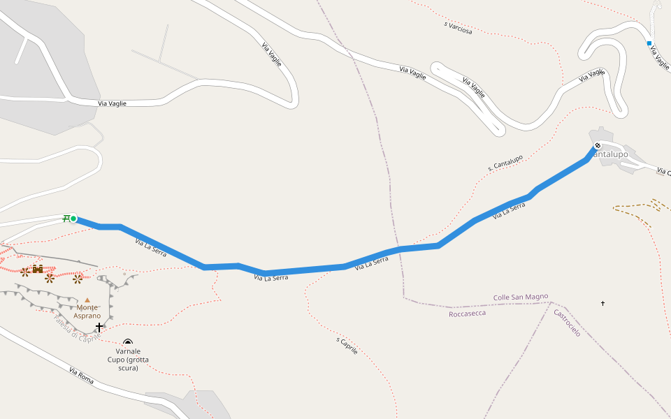 Via La Serra walking route map in Roccasecca