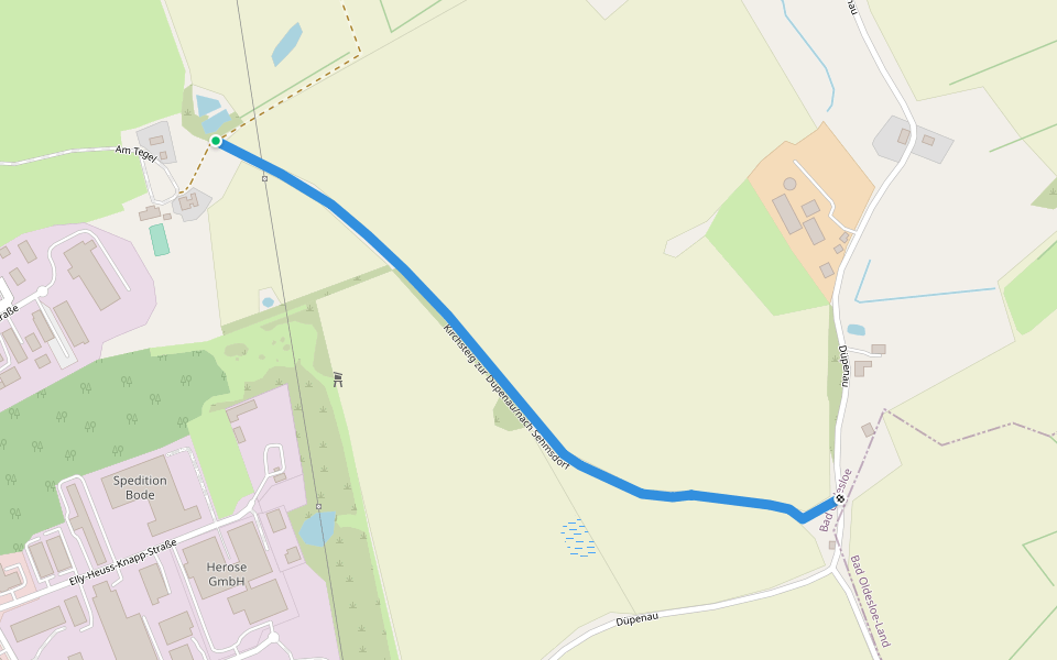 Kirchsteig zur Düpenau/nach Sehmsdorf walking route map in Bad Oldesloe