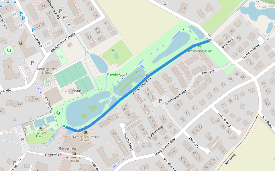 An der Krumbek walking route map in Ellerau
