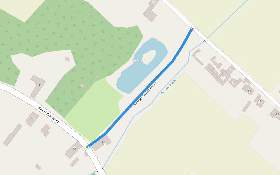 Sentier 34 des Prairies walking route map in Perwez