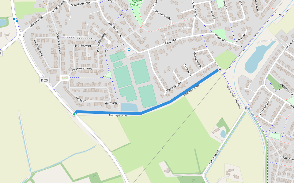 Goosepädchen walking route map in Ahaus