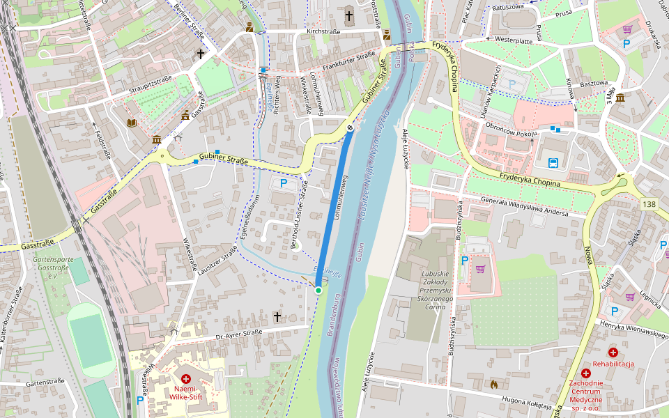 Lohmühlenweg walking route map in Guben