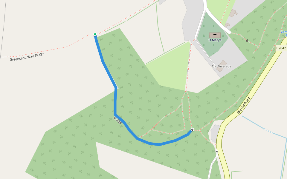 SR238 walking route map in Ide Hill