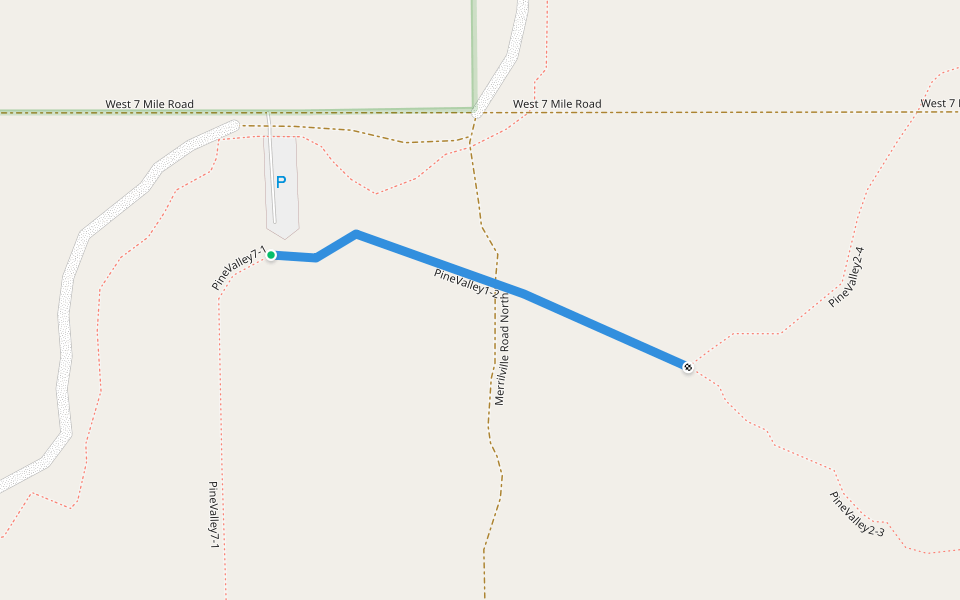 PineValley1-2 walking route map in Irons